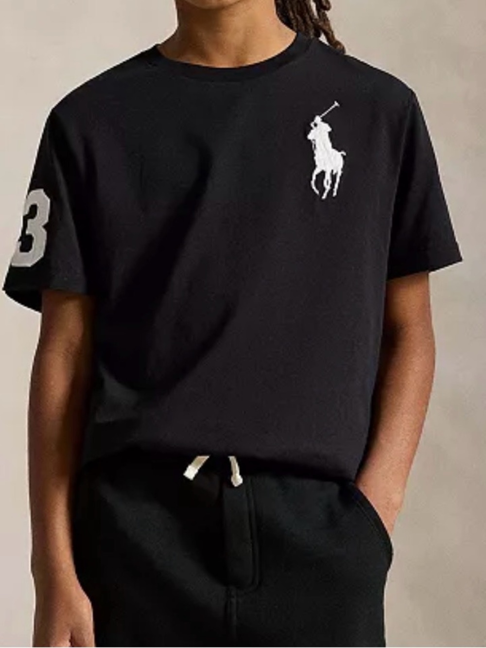 Polo Ralph Lauren Boys Big Pony Cotton Jersey T-shirt Large Rugby 3 Black cotton
